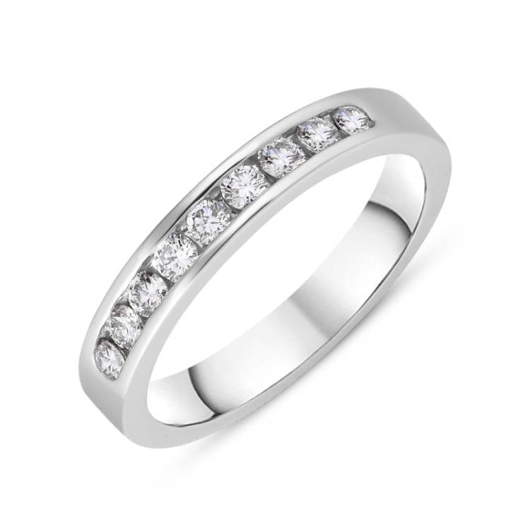 Platinum 0.30ct Diamond Channel Set Wedding Half Eternity Ring - Platinum