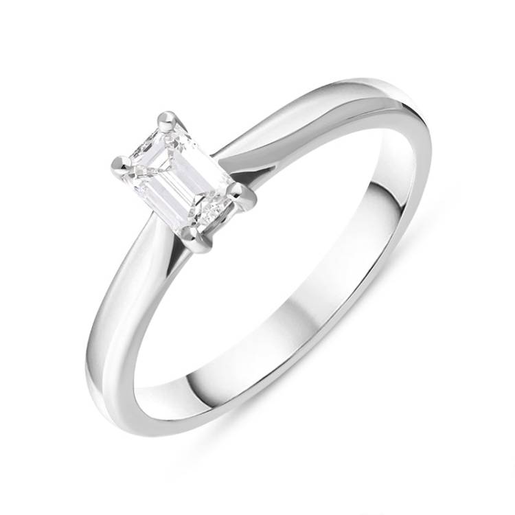 Platinum 0.40ct Diamond Emerald Cut Solitaire Ring - N