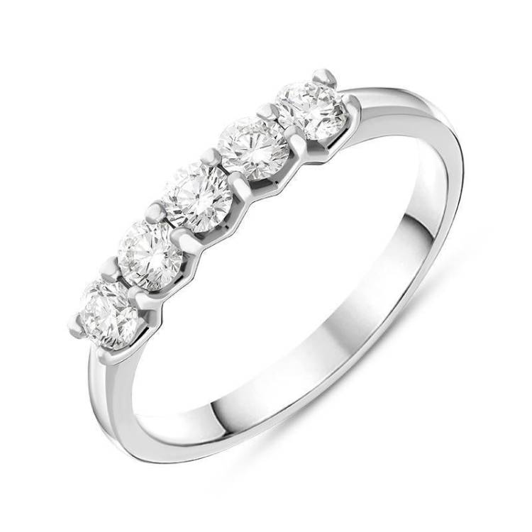 Platinum 0.54ct Diamond Claw Set Wedding Half Eternity Ring