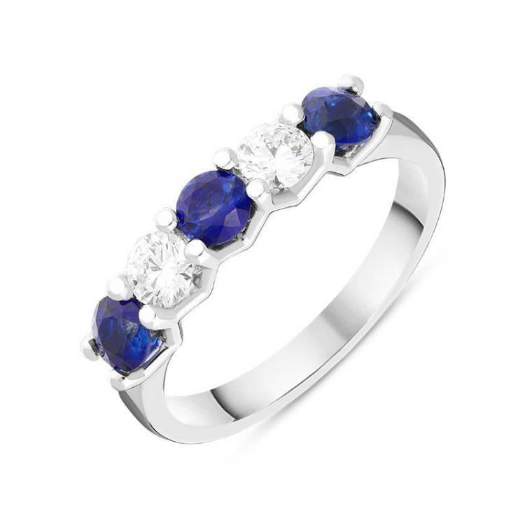Platinum 0.83ct Sapphire 0.37ct Diamond Half Eternity Ring - Option1 Value Platinum