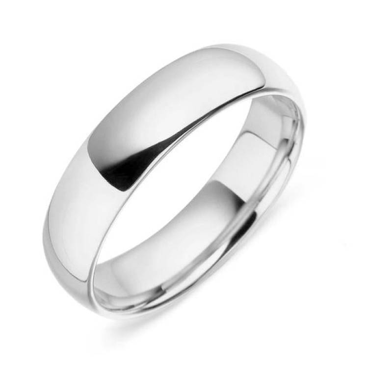 Platinum Classic Court Shape Wedding Ring D - Y 1/2