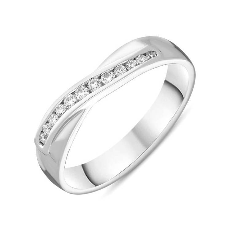 Platinum Diamond Channel Set Crossover Half Eternity Ring - Option1 Value White Gold