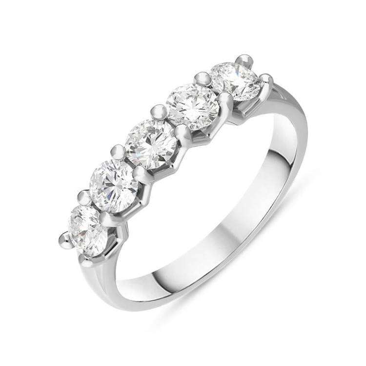 Platinum Diamond Five Stone Half Eternity Ring