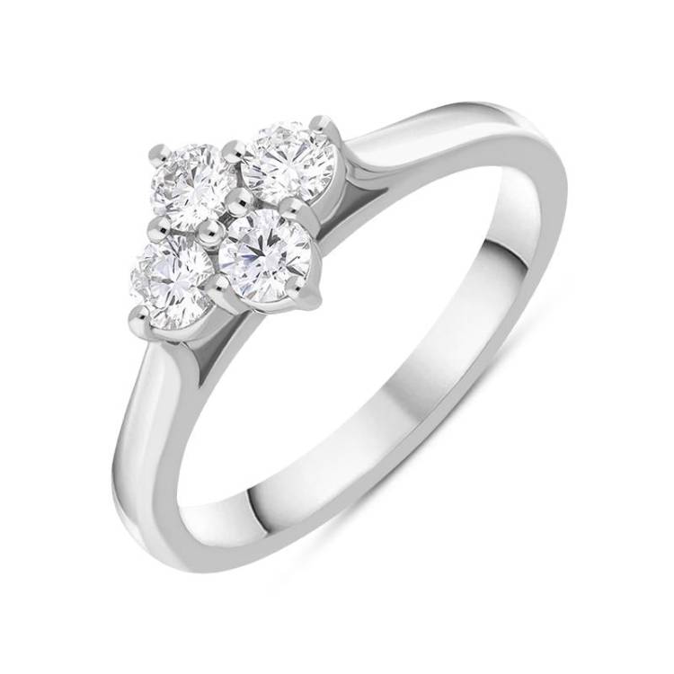 Platinum Diamond Four Stone Cluster Ring