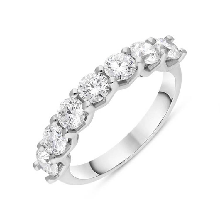 Platinum Diamond Seven Stone Claw Set Half Eternity Ring