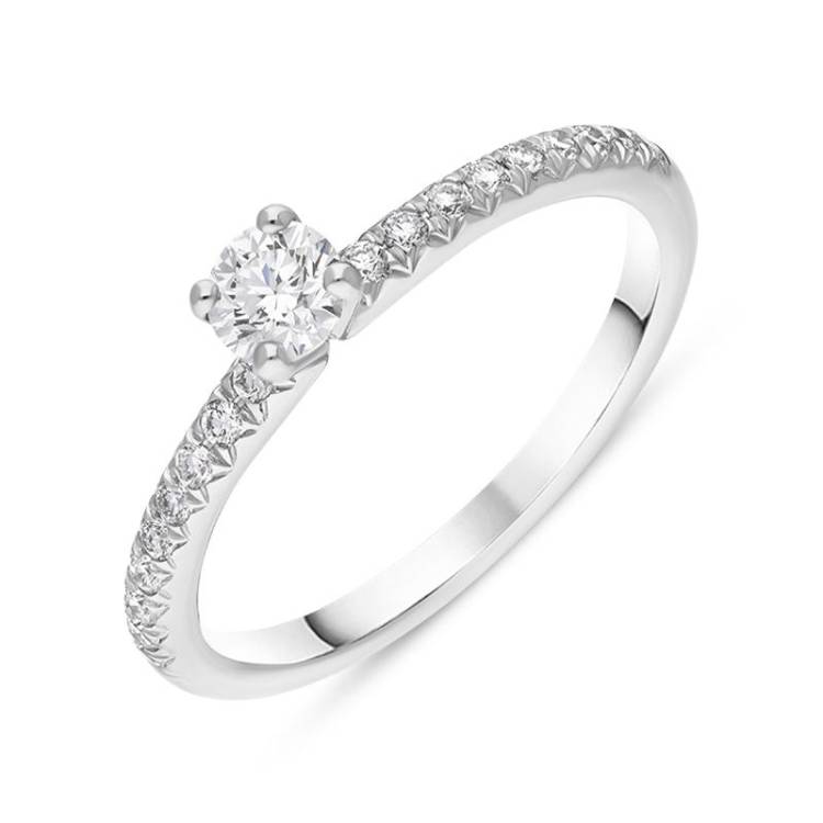 Platinum Diamond Shoulder Set Solitaire Ring