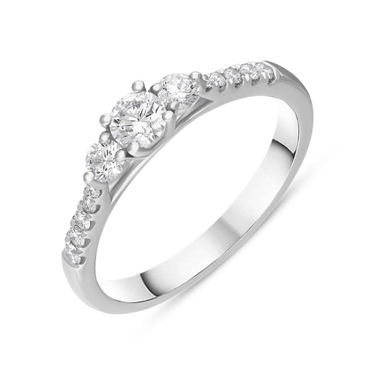 Platinum Diamond Three Stone Oval Cut Ring