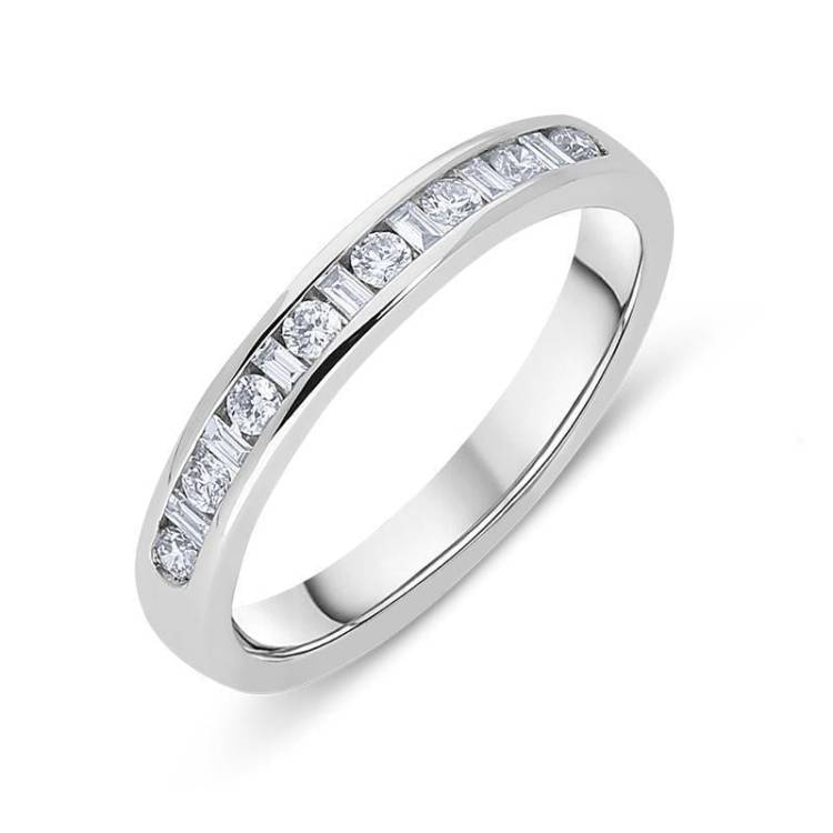 Platinum 0.20ct Diamond Channel Set Wedding Half Eternity Ring - Option1 Value Platinum