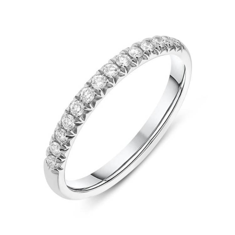 Platinum 0.18ct Diamond Wedding Half Eternity Ring - Silver