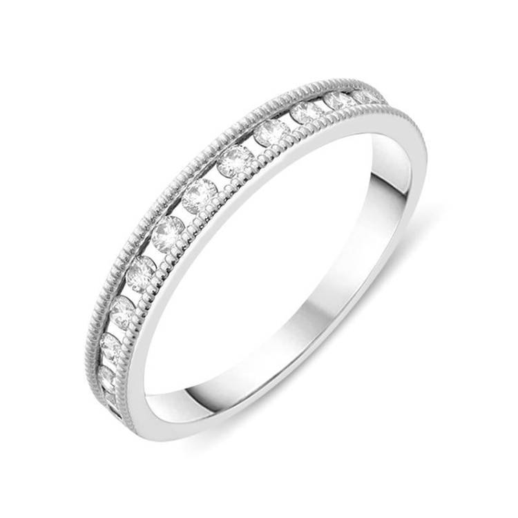 Platinum 0.25ct Diamond Channel Set Wedding Half Eternity Ring - L
