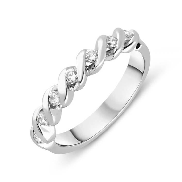 Platinum 0.25ct Diamond rope Twist Half Eternity Ring - M
