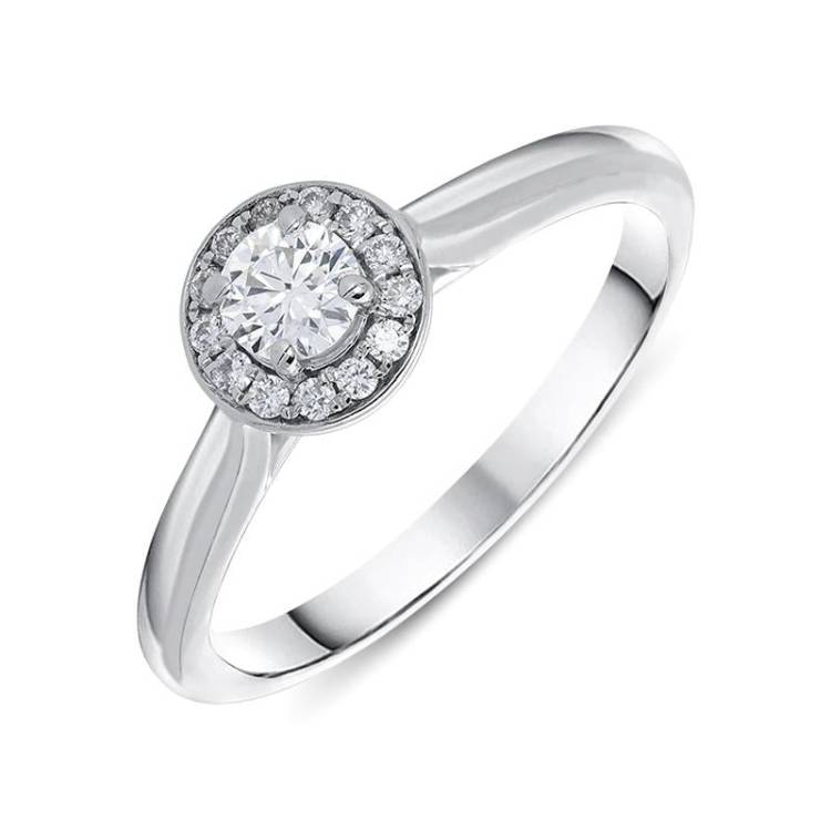 Platinum 0.30ct Diamond Brilliant Cut Halo Ring - Option1 Value Platinum