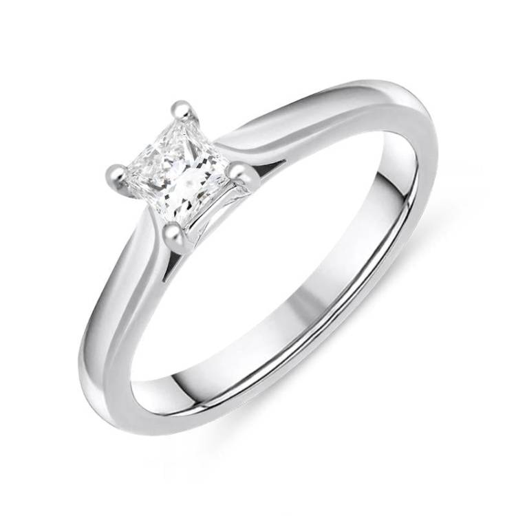 Platinum 0.30ct Diamond Princess Cut Solitaire Ring - Option1 Value Platinum M