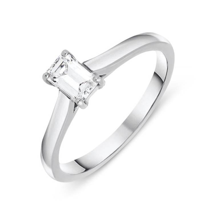 Platinum 0.40ct Diamond Emerald Cut Solitaire Ring - Option1 Value Platinum M