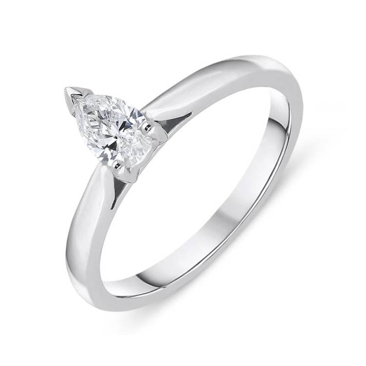 Platinum 0.40ct Diamond Pear Cut Solitaire Ring - Option1 Value Platinum