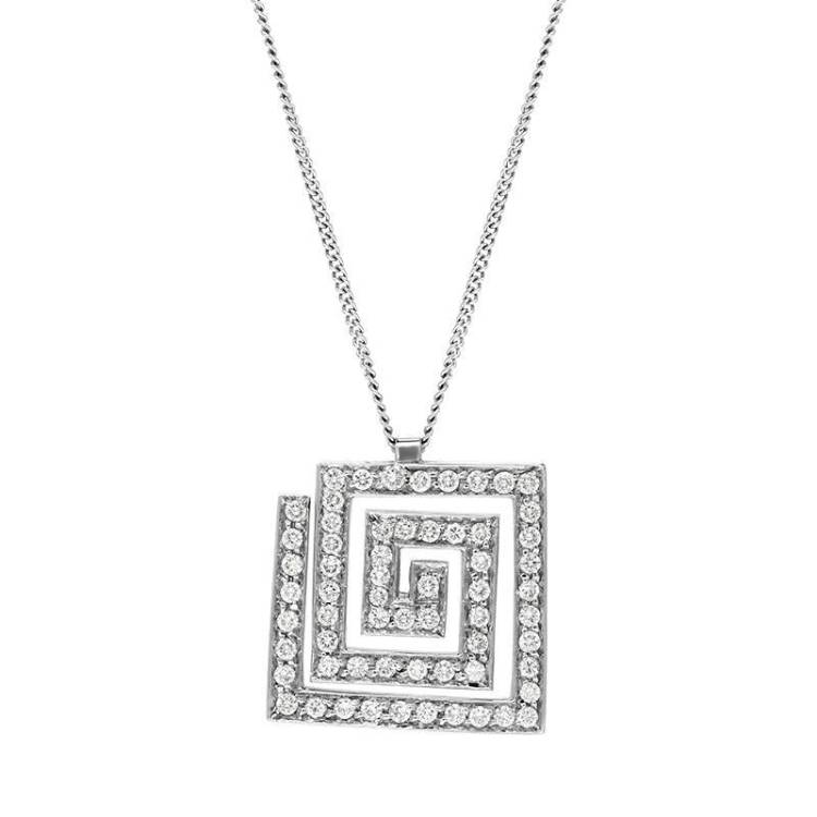 Platinum 0.40ct Diamond Square Spiral Necklace