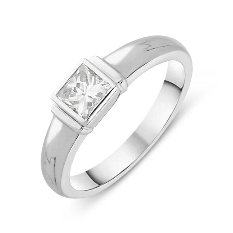 Platinum 0.41ct Diamond Princess Cut Solitaire Ring - K