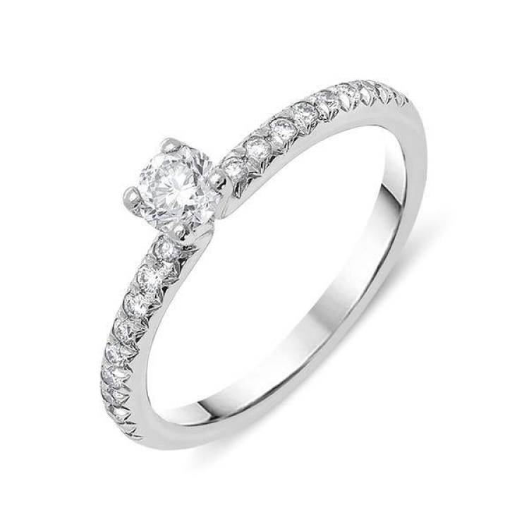Platinum 0.44ct Diamond Solitaire Tulip Ring - Option1 Value Platinum