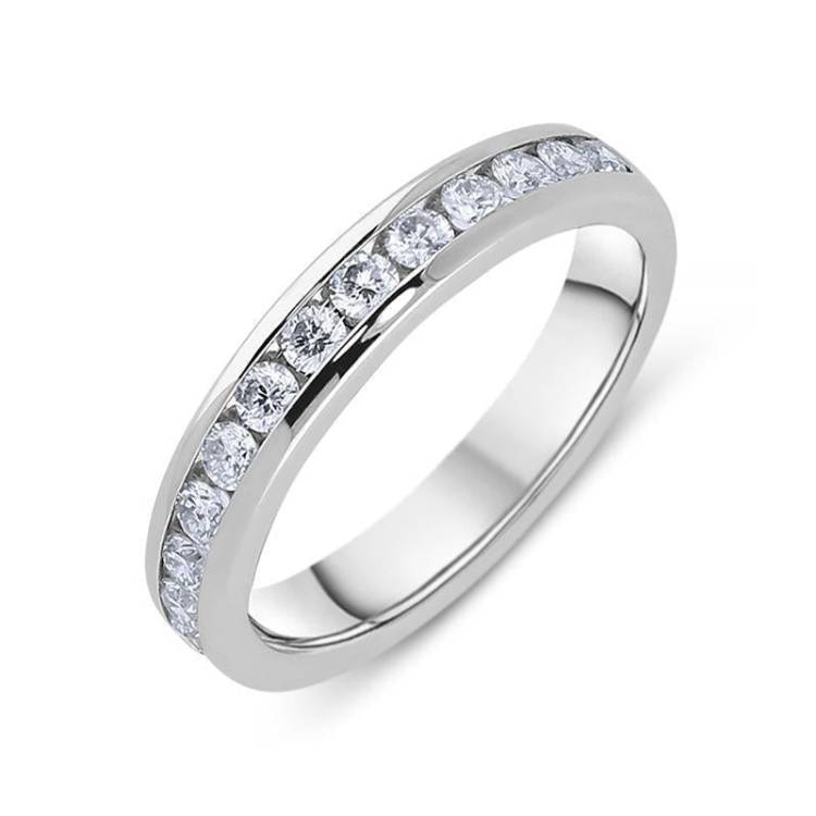 Platinum 0.50ct Diamond Channel Set Wedding Half Eternity Ring - Platinum