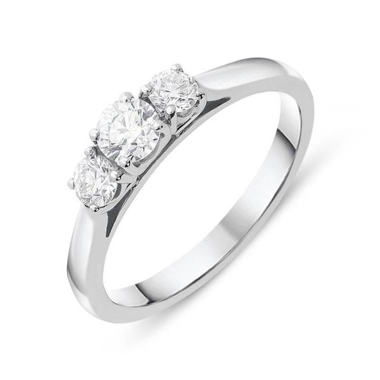 Platinum 0.52ct Diamond Brilliant Cut Trilogy Ring - Option1 Value Platinum