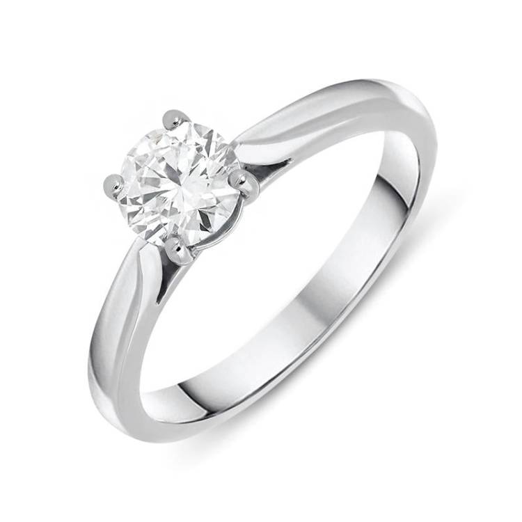 Platinum 0.66ct Diamond Brilliant Cut Solitaire Ring - Option1 Value Platinum
