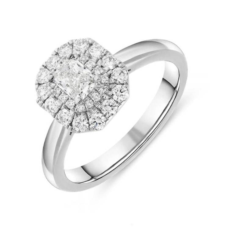 Platinum 0.68ct Diamond Radiant Cut Cluster Ring - N
