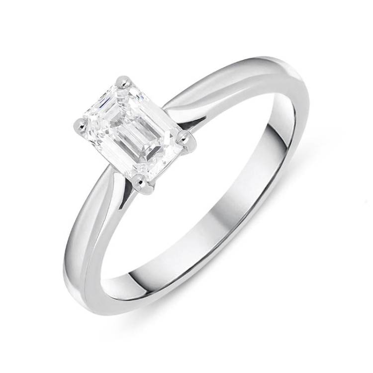 Platinum 0.70ct Diamond Emerald Cut Solitaire Ring - Option1 Value Platinum