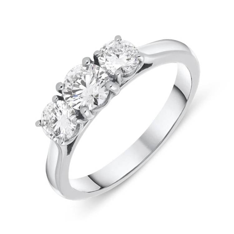Platinum 1.01ct Diamond Brilliant Cut Trilogy Ring - Option1 Value Platinum