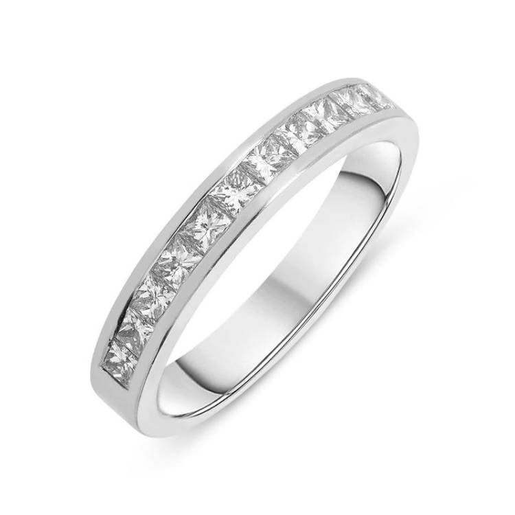 Platinum 1.00ct Diamond Channel Set Half Eternity Ring D - M