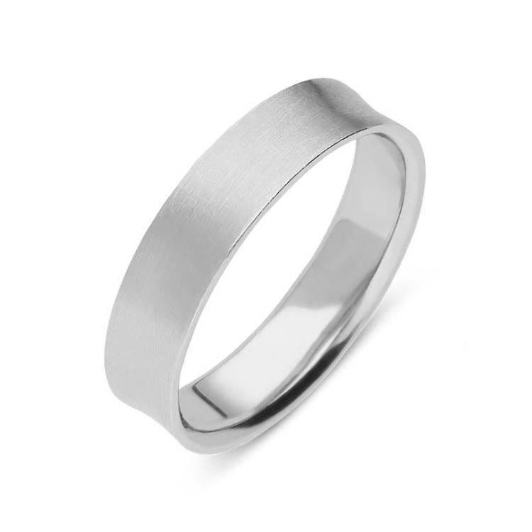 Platinum Concave Satin Finish Wedding Ring D - X