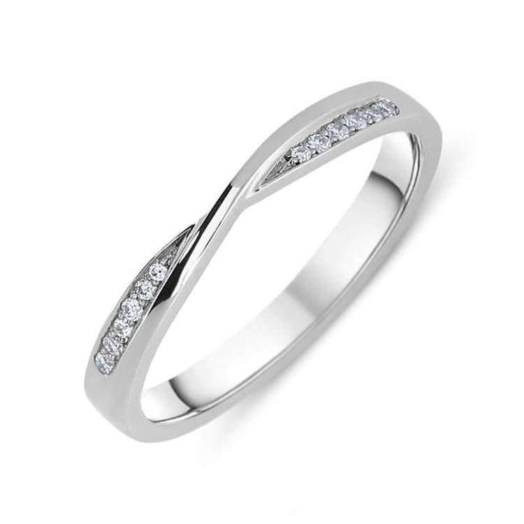 Platinum Diamond Brilliant Cut Crossover Wedding Ring - TITLE Platinum