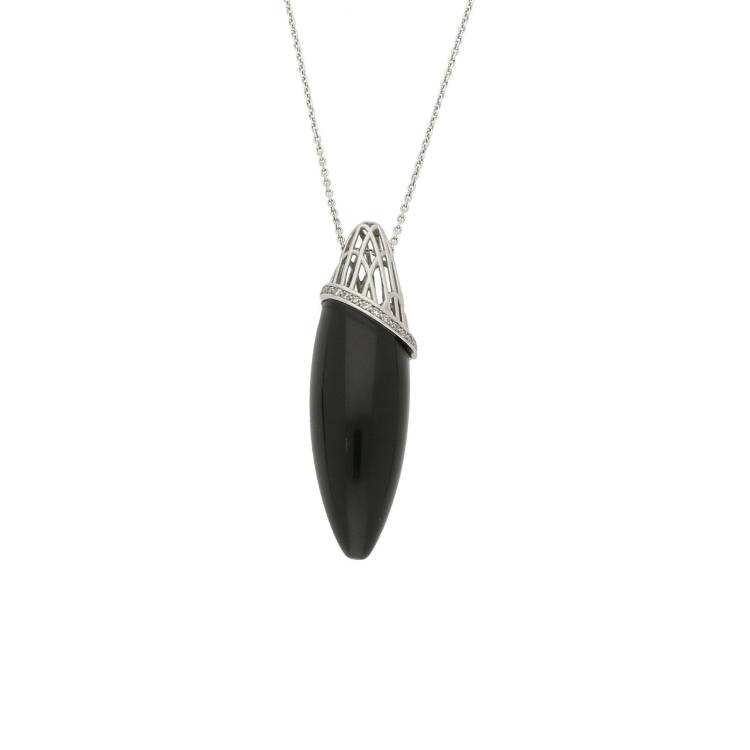 Platinum Diamond and Whitby Jet Cosmic Large Necklace - Platinum
