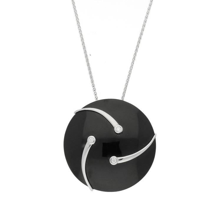 Platinum Diamond and Whitby Jet Shooting Stars Necklace