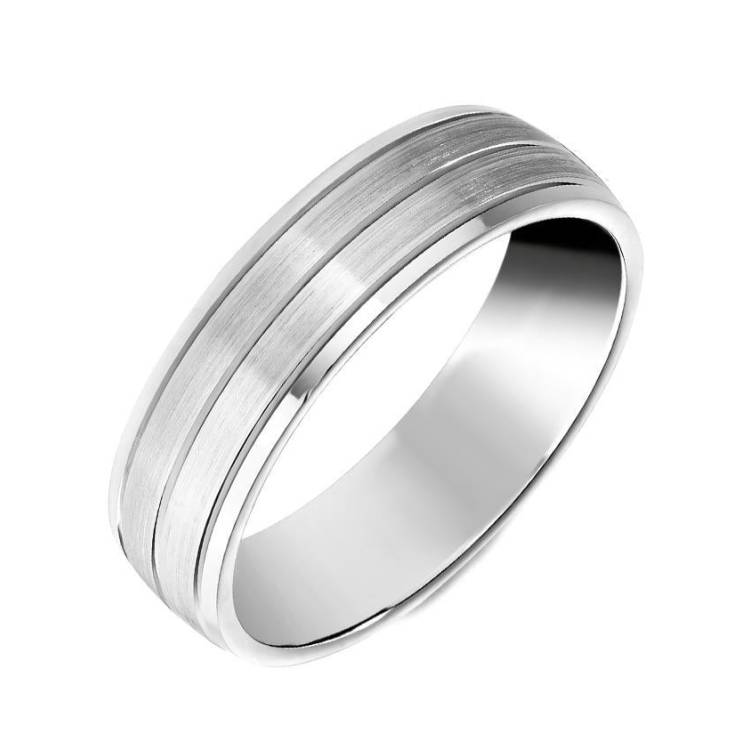 Platinum Engraved Satin Wedding Ring - TITLE Platinum