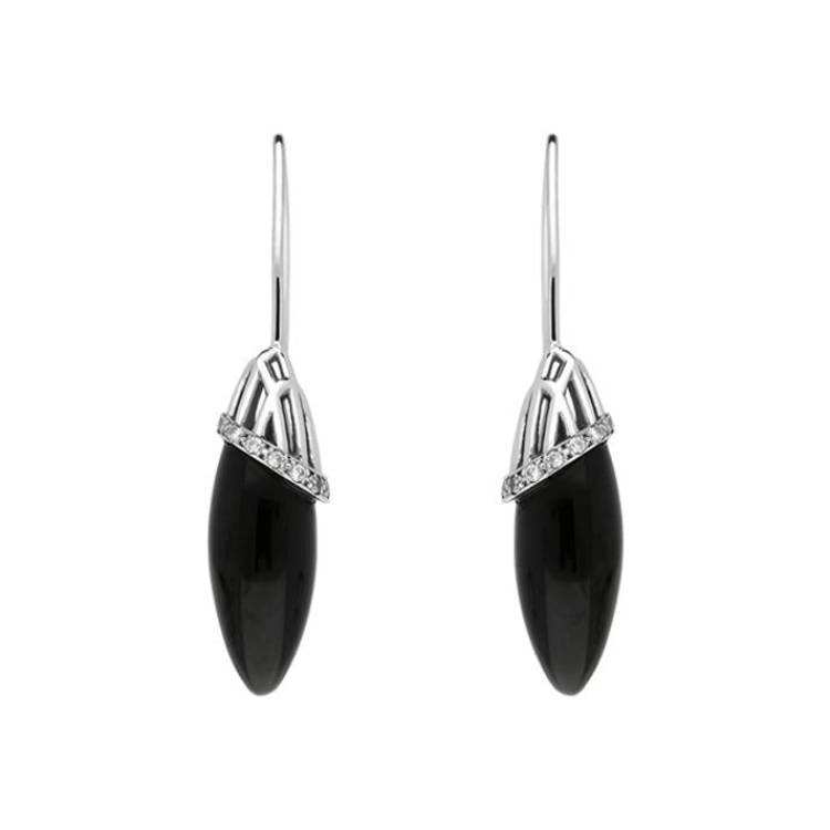 Platinum Whitby Jet Diamond Cosmic Hook Drop Earrings - Platinum
