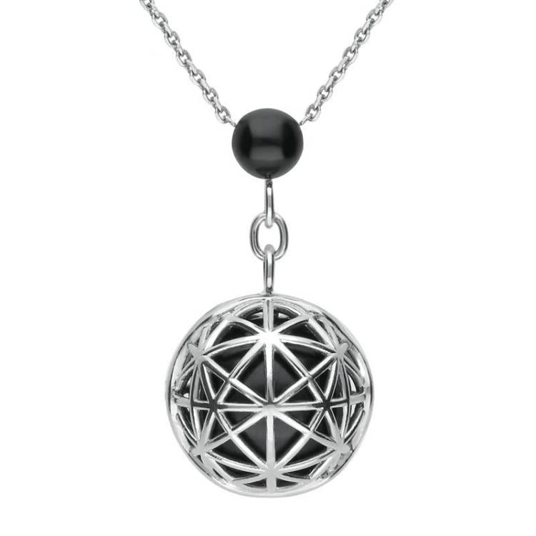 Platinum Whitby Jet Diamond Sphere Cage Necklace - Platinum