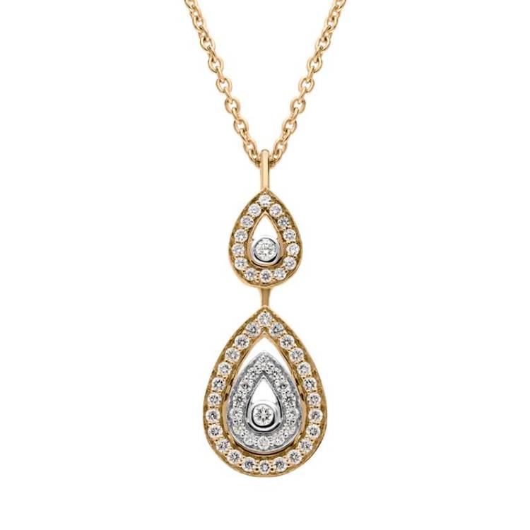 Ponte Vecchio 18ct Rose Gold 0.18ct Diamond Pear Necklace D