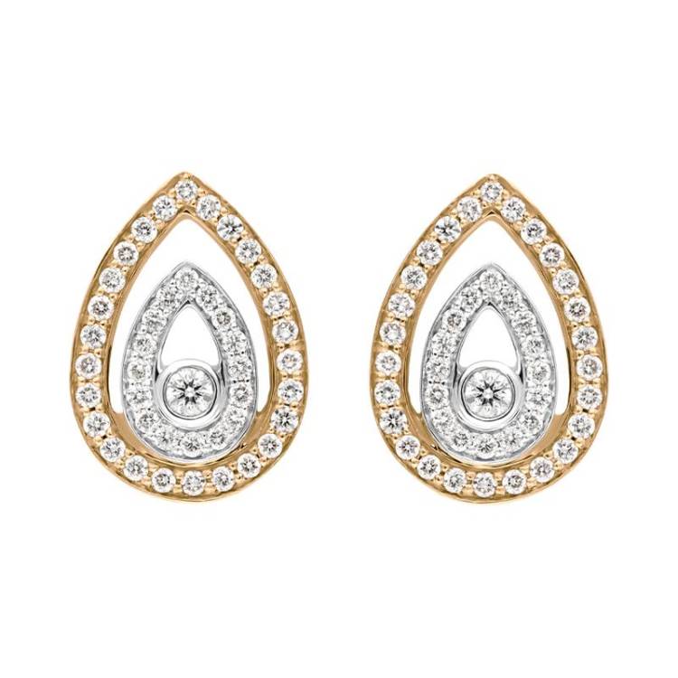 Ponte Vecchio 18ct Rose Gold 0.55ct Diamond Pear Earrings D