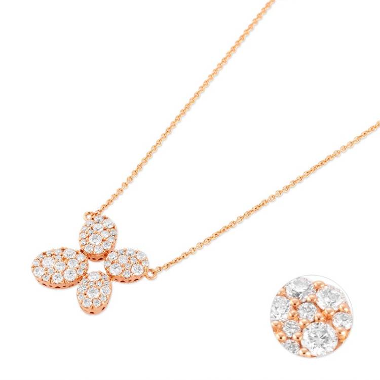 Ponte Vecchio 18ct Rose Gold 0.80ct Diamond Pave Necklace
