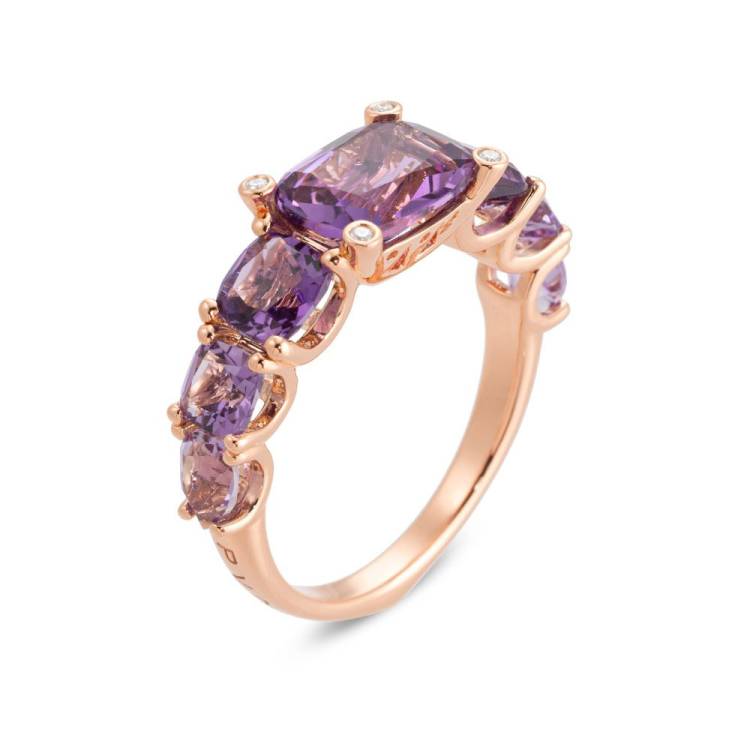 Ponte Vecchio Iris 18ct Rose Gold 3.50ct Amethyst Diamond Ring - J