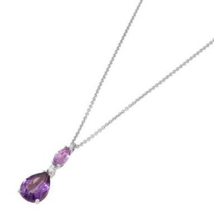 Ponte Vecchio Iris 18ct White Gold 2.03ct Amethyst Diamond Necklace