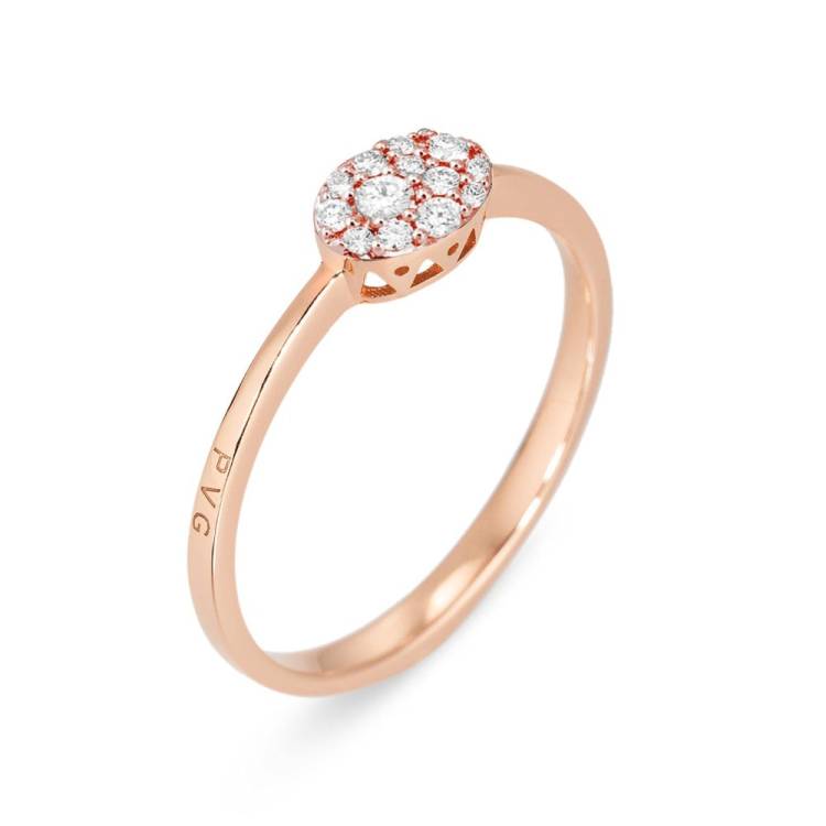 Ponte Vecchio Pitti 18ct Rose Gold 0.15ct Diamond Oval Ring - Q