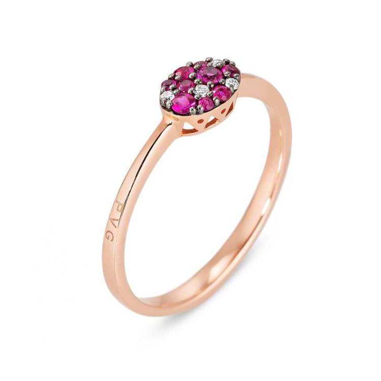 Ponte Vecchio Pitti 18ct Rose Gold 0.18ct Ruby Diamond Oval Ring - V