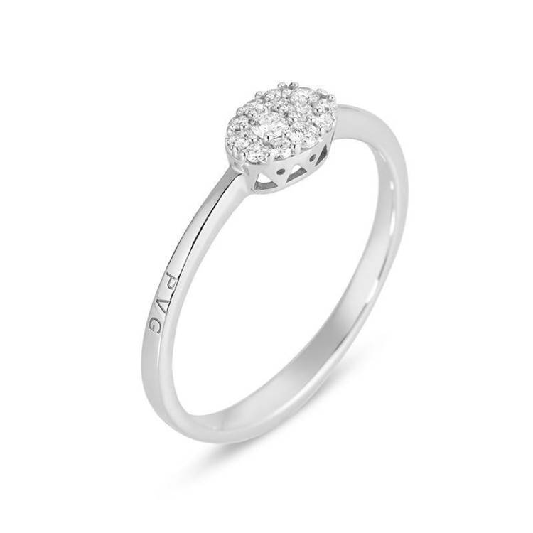 Ponte Vecchio Pitti 18ct White Gold 0.15ct Diamond Oval Ring - Q