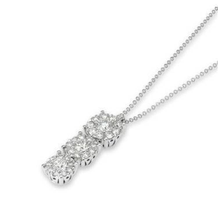 Ponte Vecchio Artemide 18ct White Gold 0.82ct Diamond Trilogy Necklace - White Gold