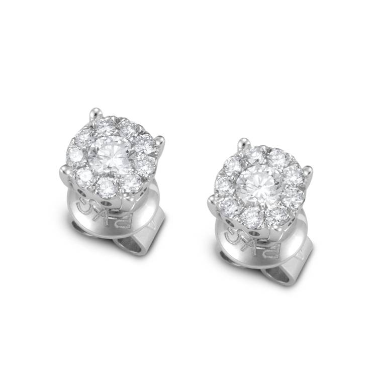 Ponte Vecchio Artemide 18ct White Gold 0.86ct Diamond Cluster Stud Earrings - White Gold