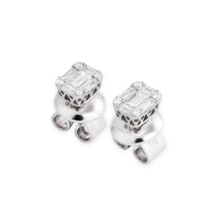 Ponte Vecchio Benvenuto 18ct White Gold 0.29ct Diamond Baguette Stud Earrings