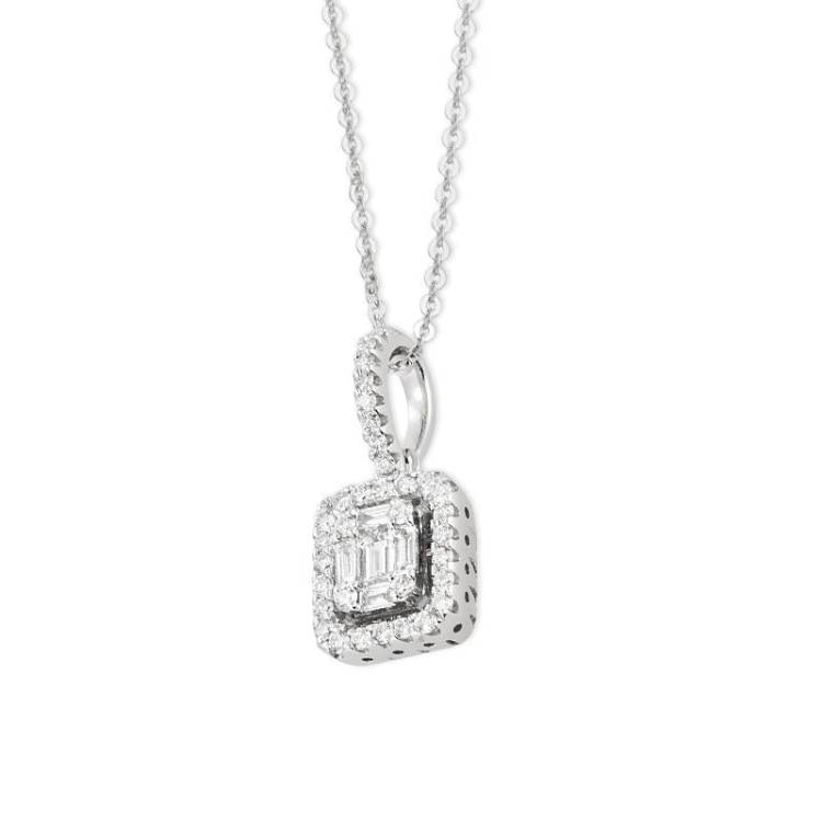 Ponte Vecchio Benvenuto 18ct White Gold 0.31ct Diamond Cluster Necklace - White Gold