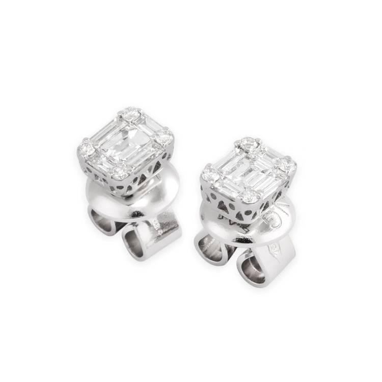 Ponte Vecchio Benvenuto 18ct White Gold 0.42ct Diamond Baguette Stud Earrings - White Gold