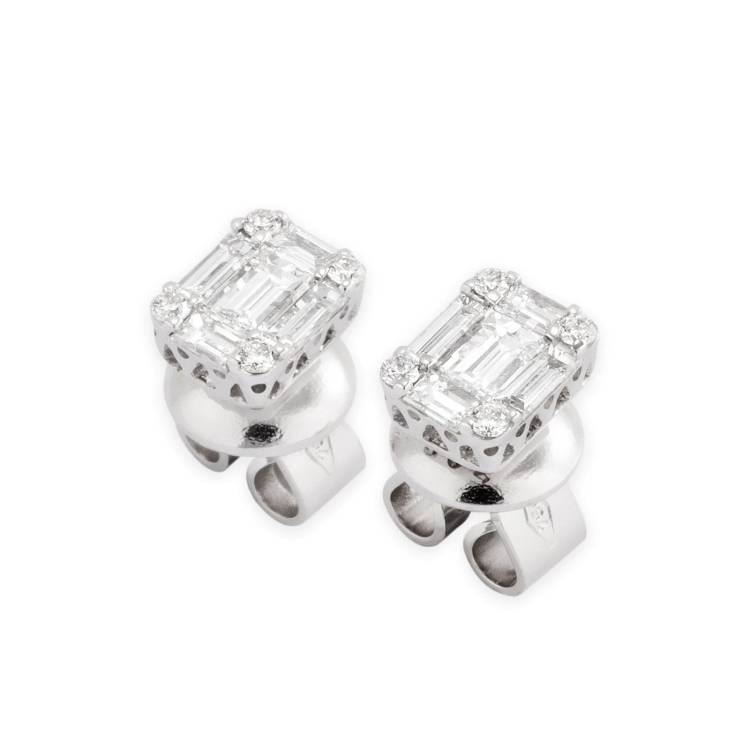 Ponte Vecchio Benvenuto 18ct White Gold 0.59ct Diamond Baguette Stud Earrings - White Gold